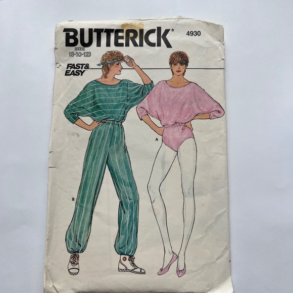 Vintage Butterick Sewing 4930 Jumpsuit Bodysuit Sz 8 10 12 Pattern 80s Fast Easy - Picture 3 of 5